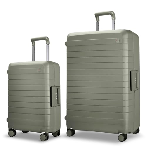 Luggage Sets 2 Piece, 20/28 Inch Hardside Zipperless Durable Suitcases with Spinner Wheels & TSA Lock, Green - color: Green