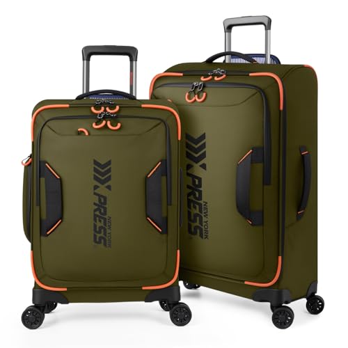 2-Piece Set(22/26in) Softside Luggage Sets w/Spinner Wheels - color: Green, size: 2-Piece Set (22"/26'')