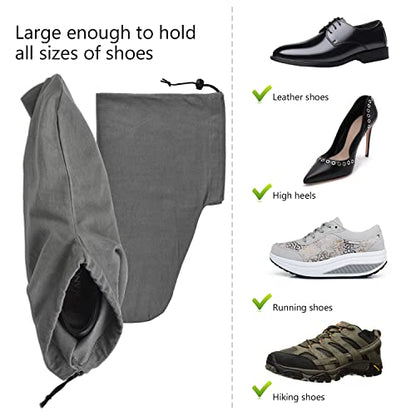 HAMBOLY Shoe Bags 6 Pack Dust Cover Storage Pouch with Drawstring Closure for Travel Protecting Storing Shoes - color: Grey