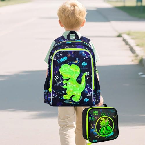 CCJPX 5PC Kids Luggage Set for Boys, Carry-on Suitcase 18" Dinosaur Black - color: Black Dinosaur 5pcs