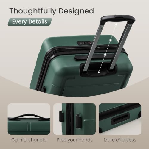 SHOWKOO G-Series Luggage set 3pcs, 100% PC Durable Hardshell Suitcase - color: ArmyGreen, size: 3-Piece Set (20/24/28in)
