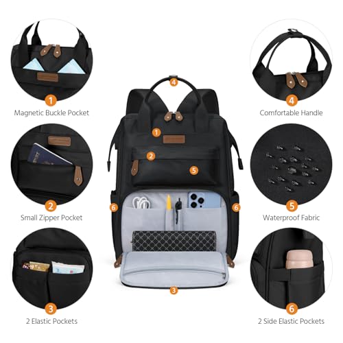 Maelstrom Laptop Backpack for Women Men, 15.6-17.3" Waterproof Travel Bag - color: Black, size: 15.6 Inch