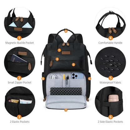 Maelstrom Laptop Backpack for Women Men, 15.6-17.3" Waterproof Travel Bag - color: Black, size: 15.6 Inch