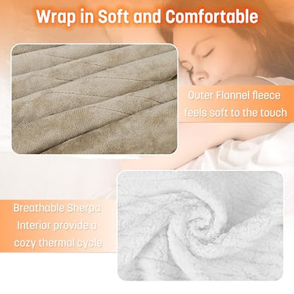 Catalonia Heated Blanket with Sleeves, Wearable Electric Throw for Adults - color: Camel