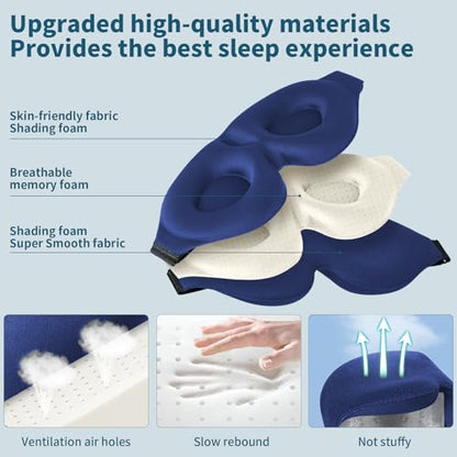 ZGGCD Sleep Mask for Side Sleeper, Light Blocking Eye Mask for Women Men - color: Blue