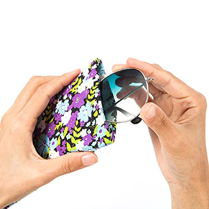 TRIUMPH VISION Eyeglass Case Glasses Case Soft Sunglass Pouch Sleeve 3 Pack - color: Flowers