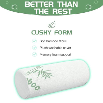 3 Pcs Memory Foam Roll Pillow Neck Bolster Cylinder Pillow, 15.8 x 5.9 Inch - size: 15.8 x 5.9 Inches