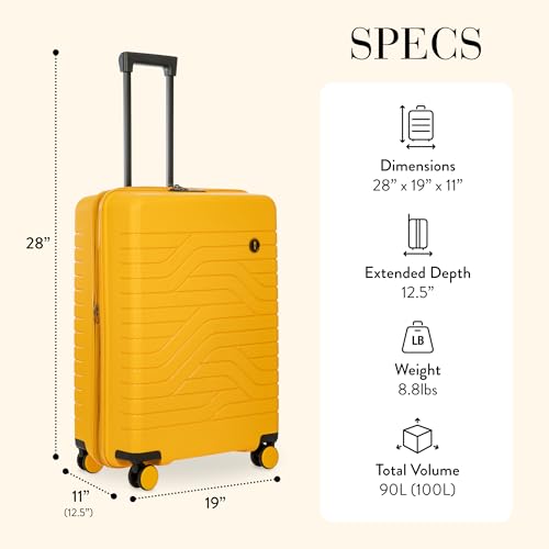 Bric's B|Y Ulisse Checked Luggage with Spinner Wheels – Expandable Lightweighted Hard Shell Suitcase, TSA Combination Lock - Removeable Wash Bag Included - 28 Inch, Mango - color: Mango, size: Checked-medium