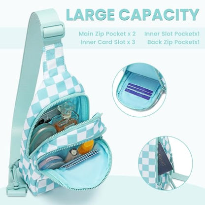 FODOKO Small Sling Bag for Women Adjustable Crossbody Bag with,Water-Resistant Lightweight Fanny Pack for Travel,Hiking : Clothing, Shoes & Jewelry - color: Ice Blue