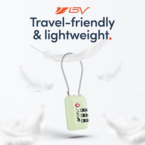 BV Luggage Locks TSA Accepted, Travel Sentry Approved 3-Digit Combination Suitcase Locks with Open Alert & Flexible Cable for Travel, Backpacks, Lockers, Cases, Mint Green, 4 Pack - color: Mint Green 4-Pack