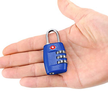 TSA Luggage Locks (4Pack) - 3 Digit Combination Padlocks - Approved Travel Lock for Suitcases & Baggage (Dark Blue) - color: Blue