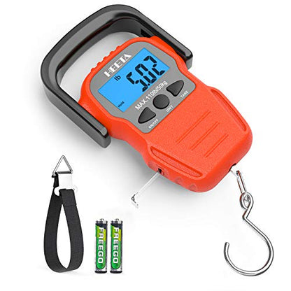 HEETA Fish Scale Digital Fishing Luggage Weight Scale with Measuring Tape - color: Orange