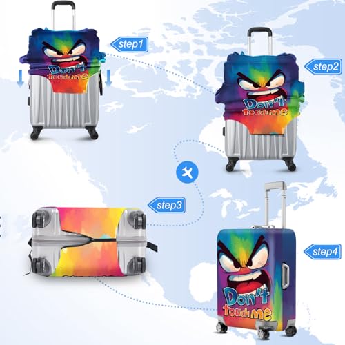 ANNA QUEEN Travel Luggage Cover Suitcase Protector Suitcase Cover Anti-Scratch,Stretchable Bag Cover Washable Durable Polyester - color: Angry - Don't touch me, size: L(fits 28-30Inch suitcase)