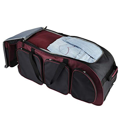 Travelers Club Xpedition 30 Inch Multi-Pocket Upright Rolling Duffel Bag - color: 크림슨 레드.