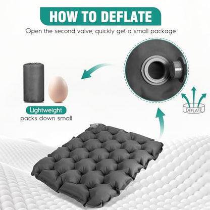 Inflatable Seat Cushion Portable Lightweight Stadium Seat Pad - color: Grey