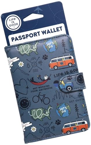 Life is Good Travel Passport Cover, Card Slots, Snap Closure - color: Love For Travel