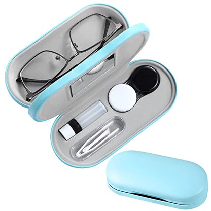 AITIME 2 in 1 Contact Lens and Glasses Case Combo,Contact Travel Case Kit - color: Light Blue