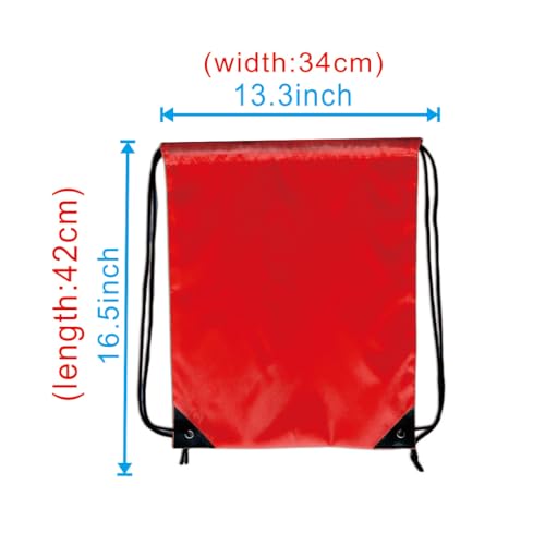 Drawstring Backpack Bulk 50 Packs Draw String Bags for Gym Sports Trip Pedestrianism Cinch Sack DIY for Women Men (red) - color: Red