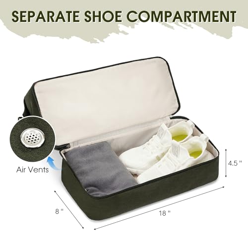 WANDF Personal Item Travel Bag, Carry On Weekender Bag for Women - color: Dark Green