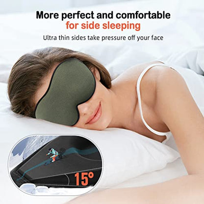 LitBear Sleep Mask for Side Sleeper Women Men, Eye Mask for Sleeping - color: Olive Green