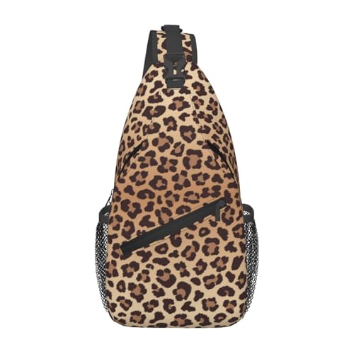 Leopard Print Crossbody Sling Bags for Women Men Brown Leopard Spot Pattern Wildlife Animal Skin Travel Sling Backpack Casual Chest Shoulder Bag Cute Cheetah Print Gym Sports Hiking Daypack - color: Brown