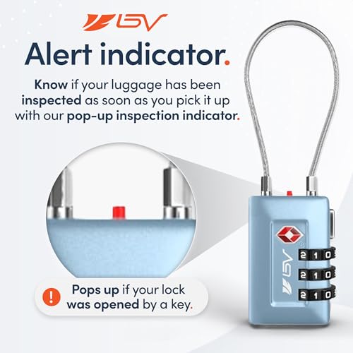 TSA Accepted Luggage Travel Lock, Set-Your-Own Combination Lock for School Gym Locker, Luggage Suitcase Baggage Locks, Filing Cabinets, Toolbox, Case (TSA008-2 Pack, Arctic Blue)