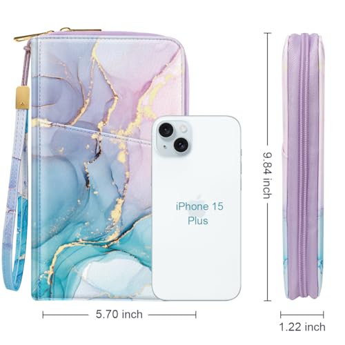 Family Passport Holder Wallet RFID Blocking Document Organizer - color: Gradient Marble