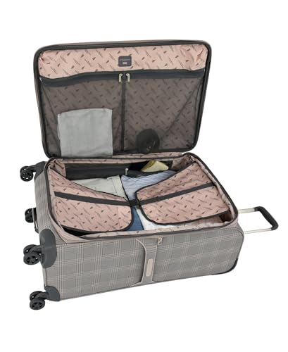 London Fog Brentwood IV 25" Expandable Spinner Softside Suitcase, Rose Charcoal - color: Rose Charcoal