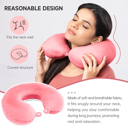 Philbinden 2 Packs Travel Neck Pillow Cover, Reusable U Shaped Washable Cover (Pink) - color: Pink