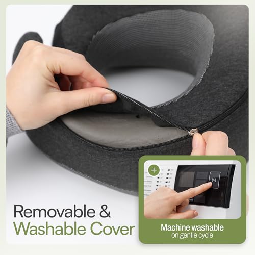 Travel Neck Pillow for Airplanes, 360° Chin Support, Deep Gray - color: Deep Gray