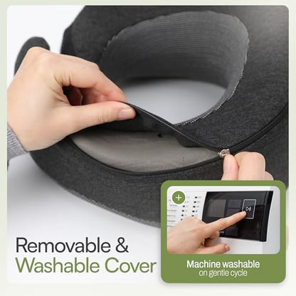 Travel Neck Pillow for Airplanes, 360° Chin Support, Deep Gray - color: Deep Gray