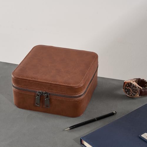 ProCase Travel Watch Case, 3 Slots Mens Jewelry Box -Lightbrown - color: Lightbrown, size: 3-Slot