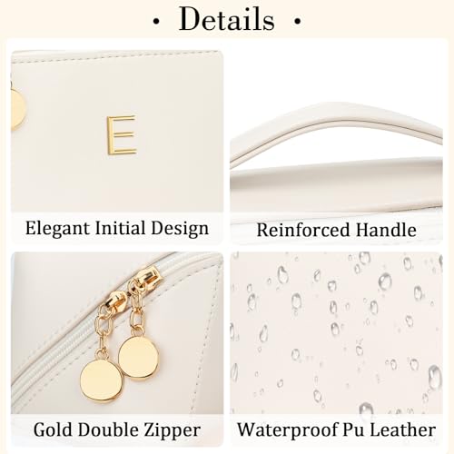 Gifts for Women Bridesmaid Initial Makeup Bag - color: MediumBeige, style: E