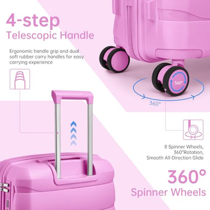 Luggage Sets 5 Pieces, Suitcase Set with Wheels, Suitcases for Women - color: Hot Pink-5pcs, style: 5 Piece Set (Backpack)
