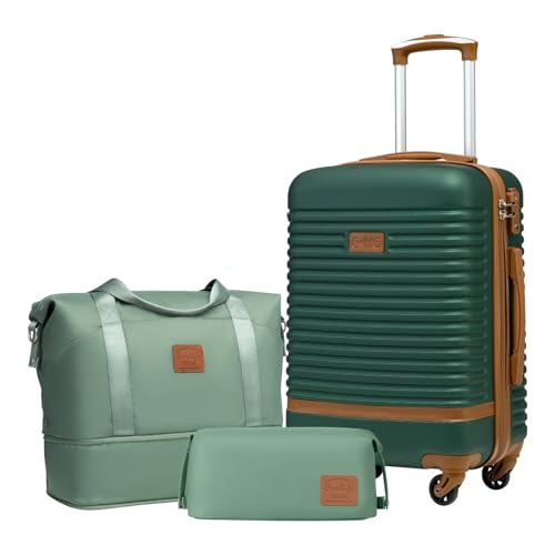 Coolife Luggage Set Carry On Suitcase,3 piece, Dark Green(DB/TB/20) - color: Dark Green, size: 3 piece set (DB/TB/20)