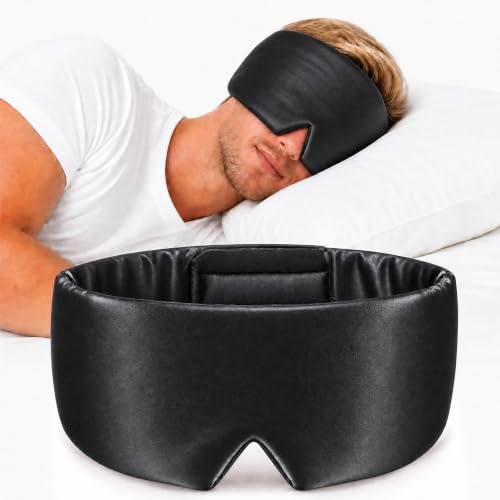 Silk Sleep Mask – 100% Mulberry Silk Eye Mask for Sleeping - color: Silk Black