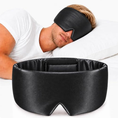 Silk Sleep Mask – 100% Mulberry Silk Eye Mask for Sleeping - color: Silk Black