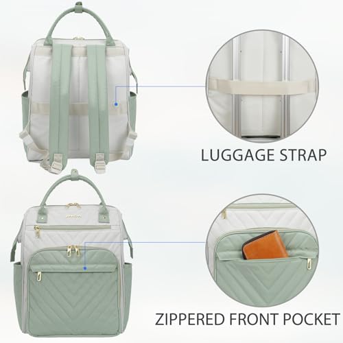 VANKEAN 17.3 Inch Laptop Backpack for Women Large Capacity - color: Beige-light Green, size: 17.3 Inch