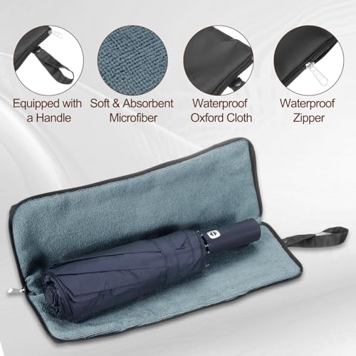 uxcell Wet Umbrellas Bag 12.6x4.8" Waterproof Oxford Cloth Reversible - color: Black, size: 12.6x4.8"
