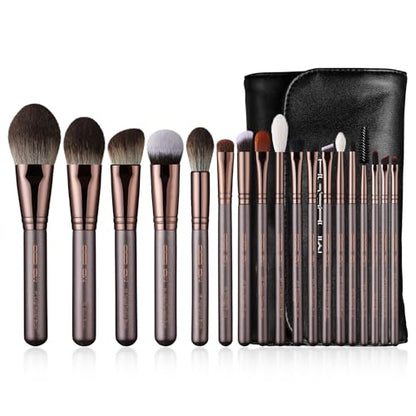 Professional Makeup Brush Set, Eigshow Makeup Brushes Perfect for Foundation Face Powder Blending Blush Bronzer Eyeliner Eye Shadow Brows with Case, Best Gift for Women, Travel Kit(PRO 18pcs Coffee) - color: Coffee
