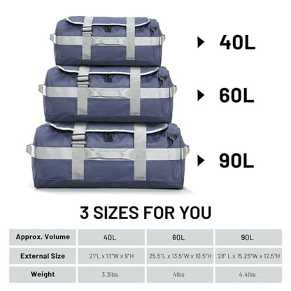 MIER 40L/60L/90L Water Resistant Backpack Duffel, Heavy Duty Duffle Bags - color: Blue, size: 60l