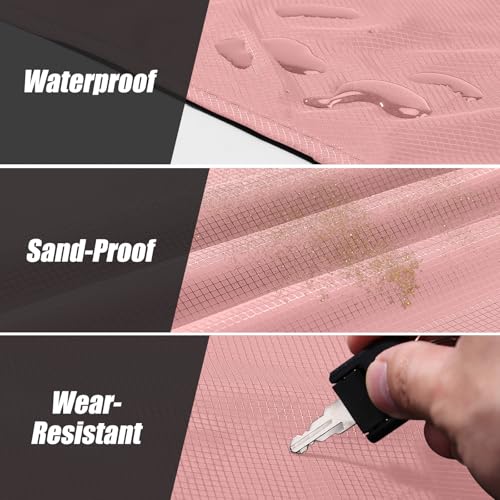 Odoland Sandproof Beach Blanket, Waterproof Portable Mat with Carry Pouch - color: Pink, size: 43.3" x 63"(1-2 People)