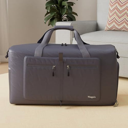 Woogwin Travel Duffel Bag Large Foldable Waterproof Overnight Bag for Beach Swim Bags Pool Sports Gym - color: 100L Grey