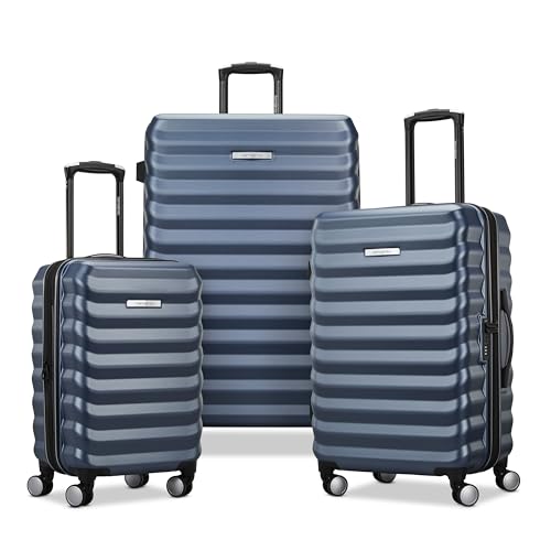 Samsonite Hard-Sided 20, 24 & 28 Inch 3-Piece Lightweight Checked Large Expandable Element Suitcase Set: Durable, 360° Spinner Wheels, Adjustable Telescopic Handle, TSA-Approved Lock - Captains Blue - color: Captains Blue, size: 3-Piece Set (20"/24"/28")