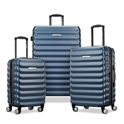 Samsonite Hard-Sided 20, 24 & 28 Inch 3-Piece Lightweight Checked Large Expandable Element Suitcase Set: Durable, 360° Spinner Wheels, Adjustable Telescopic Handle, TSA-Approved Lock - Captains Blue - color: Captains Blue, size: 3-Piece Set (20"/24"/28")