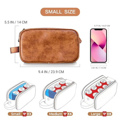 Elviros Travel Toiletry Bag for Men PU Leather Dopp Kit (Small, Brown) - color: Brown, size: Small (Pack of 1)