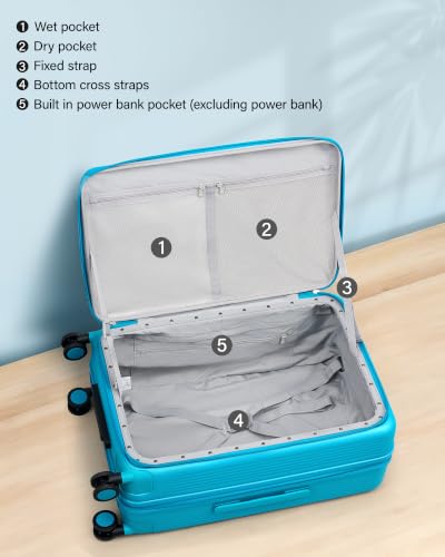 Hanke Top Opening 28" Large Luggage Expandable Hard Shell Caribbean Blue - color: Caribbean Blue, size: 28 Inch EXT