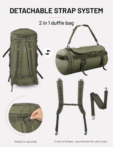 MIER 여행용 캠핑 체육관 스포츠용 대형 더플 백 백팩, 45L/60L/90L - color: 다크 그린., size: 90L