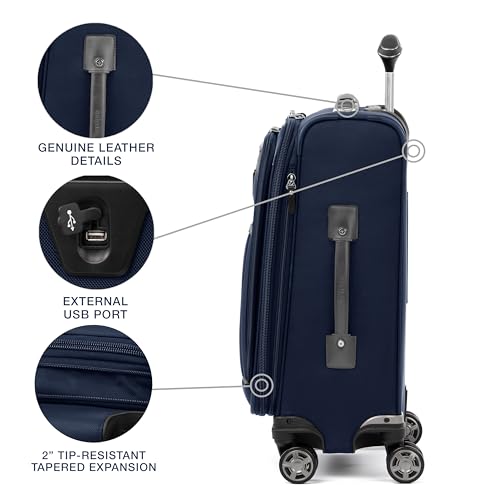 Travelpro Platinum Elite Softside Spinner Set, Dark Blue, 2-Piece (21/25) - color: Dark Blue, size: 2-Piece Set (21/25)