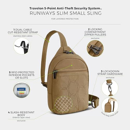 Travelon Anti-Theft Runways Small Sling - color: Latte